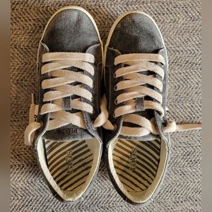 Taos Charcoal Wash Oxford low top lace-up canvas sneaker women's size 8
